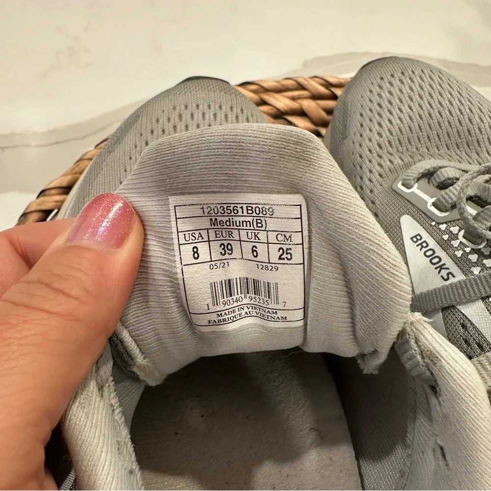 Brooks Ghost 14 Running Shoes, Grey, Women's 8 - Picture 7 of 10